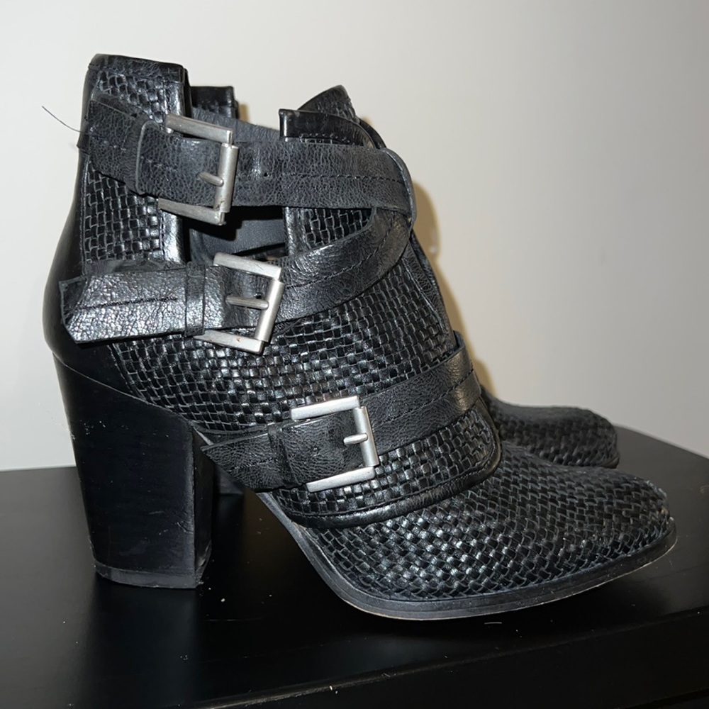 H&M tweed leather boots
